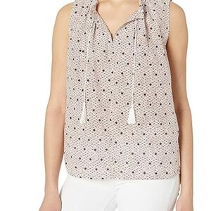 a.n.a Sleeveless Blouse with Black Polka Dots